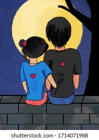 Romantic Couples in moonlight background image