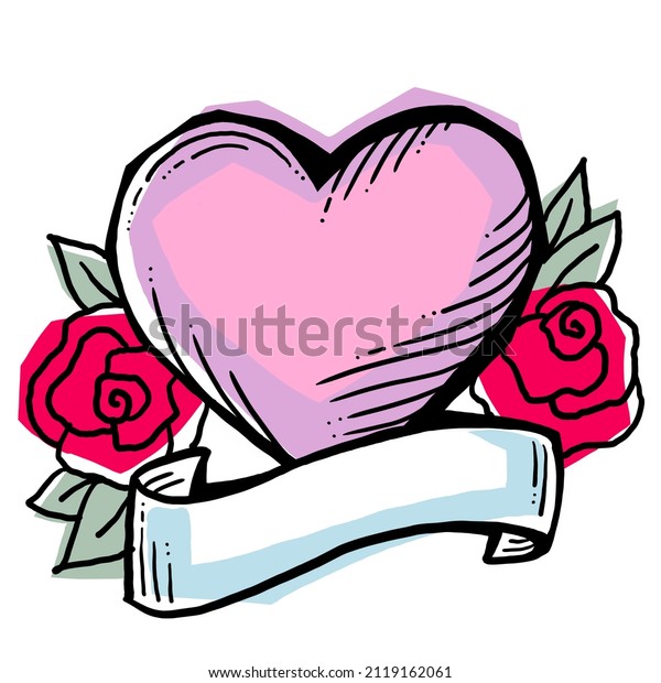 Romantic heart\
for Valentin\'s day celebration. Hand drawn isolated illustration\
for background, logo,\
design.