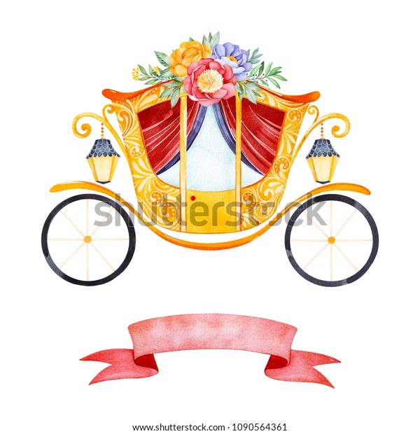 Romantic Illustration Carriage Princess Decorated Lovely Stock ...