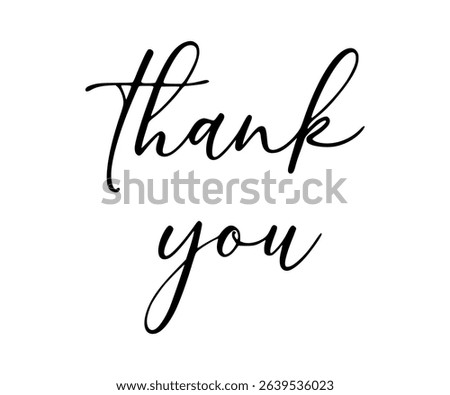 Romantic “Thank You” Script Typography for Engagement and Wedding Cards — Two-Line Thin Ink Calligraphy with Vintage Flourishes on White Background