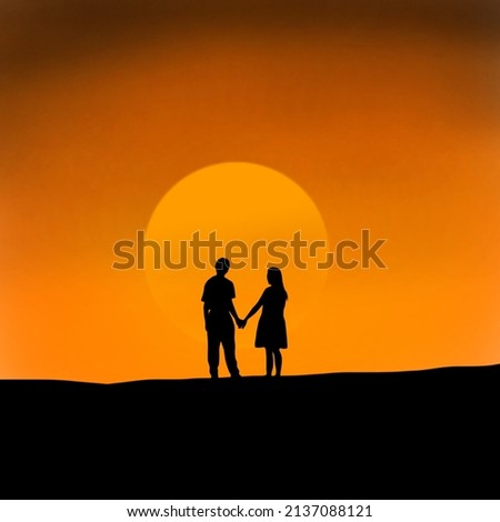 Similar – Two people watching the sunset