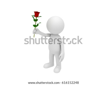 Romantic stick man in 3D rendering.