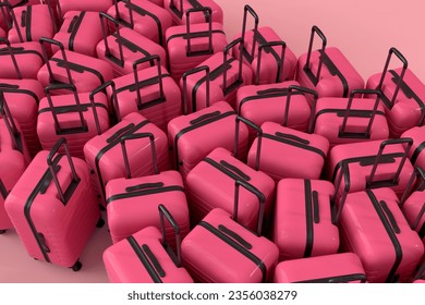 Romantic suitcase or baggage on pink background. 3D render of summer vacation concept and holidays for couples - Powered by Shutterstock