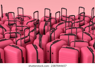 Romantic suitcase or baggage on pink background. 3D render of summer vacation concept and holidays for couples - Powered by Shutterstock