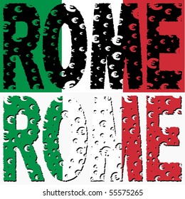 Rome Text Euro Grunge With Italian Flag Illustration JPEG