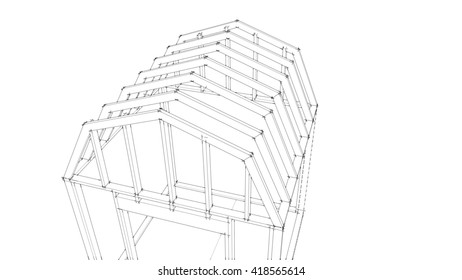 Roof Construction Stock Illustration 418565614 