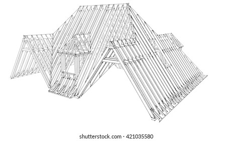 roof construnction 3D rendering