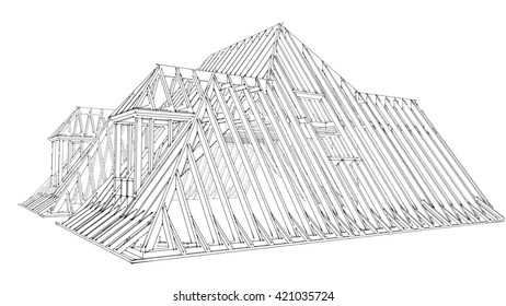 roof construnction 3D rendering