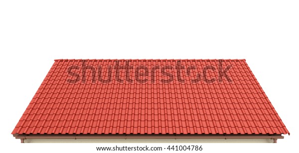 白い背景に赤いタイルの屋根 3dイラスト のイラスト素材