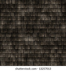 Roof section with aging wooden shingles - seamless texture