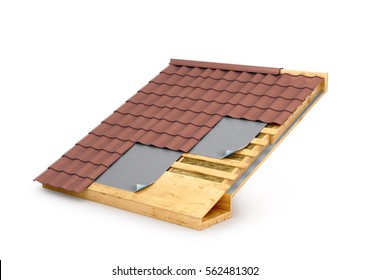 Roof In Terms. Roof Insulation. 3D Illustration