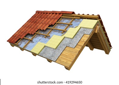 Roof Thermal Insulation 3D Rendering 