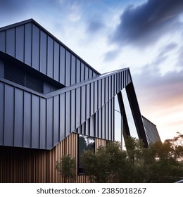 Roofing and cladding Standing Seam System 3d rendering modern house
