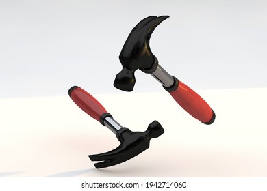 Roofing Hammer On White Background. Happy Labor Day, 1st May. 3D Render