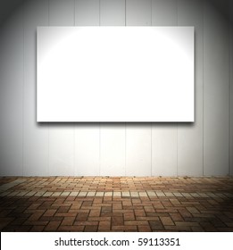 Room with empty white board or canvas