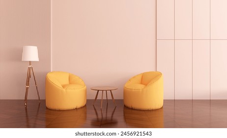 Room interior with wall background. 3D rendering ,3D illustration