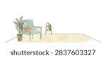 A room with a sofa