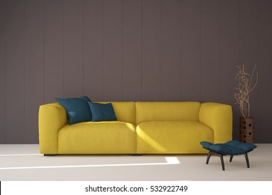 Room with sofa. Scandinavian interior design. 3D illustration - Shutterstock ID 532922749
