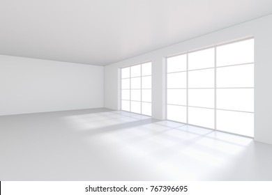 Modern Interior Background White Empty Room Stock Illustration 387065011