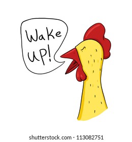 Rooster Wake Up Call Illustration; Angry Rooster Cartoon