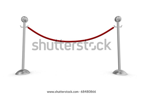 Rope barrier over white\
background