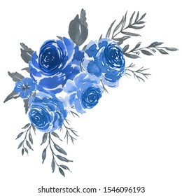 Indigo Blue Watercolor Hand Painted Floral Stock Illustration 587026925 ...