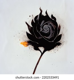 a rose burning by fire