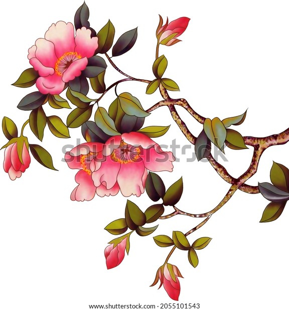 Rose Colorful Style Wallpaper Textile Print Stock Illustration ...