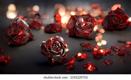 Rose Crystal Gem Ore Ruby ​​garnet Red 3d Render