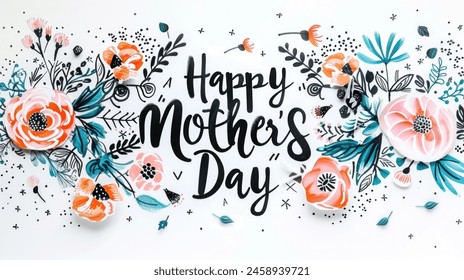 Rose Garden Reverie Drift into a Reverie of Roses on Mothers Day with a Charming Floral Poster Overflowing with Beautiful Roses on a Gentle white Background - Powered by Shutterstock