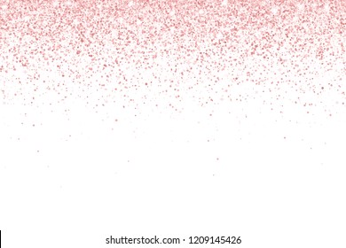 Rose Gold Falling Particles On White Background. Raster Version