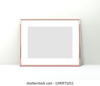 Rose Gold Frame Mockup On A White Background. 2x3 Ratio Horizontal