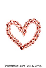 Rose gold heart chains drawing illustrations