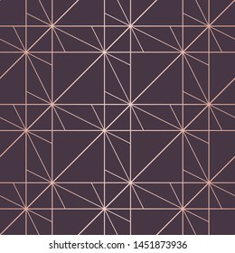 Rose gold pattern. Raster geometric lines seamless texture. Pink gold and purple ornament with delicate grid, lattice, net, squares. Abstract luxury graphic background. Metallic copper linear design - Powered by Shutterstock