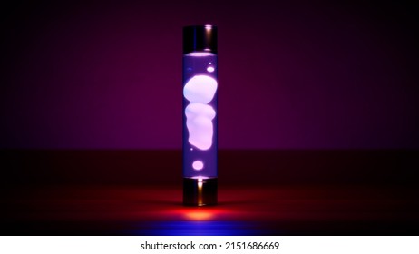 Rose Lava Lamp Shining In Dark Room - Object 3D Illustration