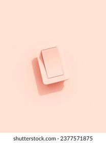 Rose pink button switch square technology design element pink peach background 3d illustration render digital rendering