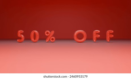 Rose red fifty percent off sign made of inflatable balloons. Sale decoration, black Friday, discount concept. 50 percent off, advertisement message.  - Powered by Shutterstock