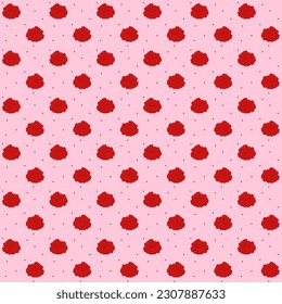Rose tile patterns or textures set about pastel polka dot and red rose seamless, Cute digital paper seamless for background, wallpaper,fabric,wrapping