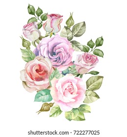 Floral Frame Brown Watercolor Roses Wild Stock Illustration 1767459056 ...