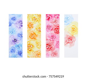 roses colorful watercolor painting design decorative stock illustration 757549219