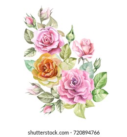 Bouquet Roses Eustoma Watercolor Can Be Stock Illustration 202751278