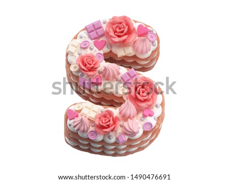 Сake with roses font. 3d rendering.