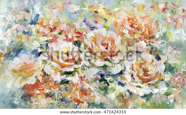 Roses Oil Painting On Canvas Stock Illustration Roses Oil Painting On Canvas Stock Illustration