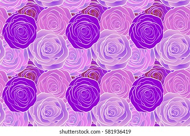 Roses seamless pattern with flowers in Victorian style. Raster vintage design. Bouquet of retro plants. Abstract rose background. Floral illustration.