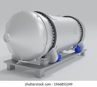 Rotary Drum Bioreactor For Solid Fermentation 3d Rendering