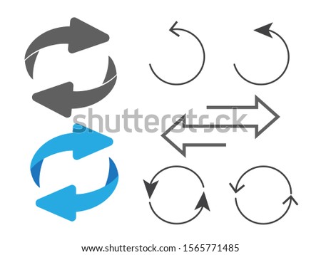 Rotating, circular, cyclic arrows. Recurrence sign. Flip over or turn arrow. Reverse sign