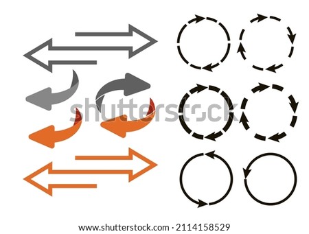 Rotating, circular, cyclic arrows. Recurrence sign. Flip over or turn arrow. Reverse sign