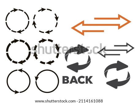 Rotating, circular, cyclic arrows. Recurrence sign. Flip over or turn arrow. Reverse sign