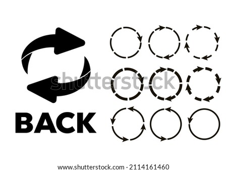Rotating, circular, cyclic arrows. Recurrence sign. Flip over or turn arrow. Reverse sign