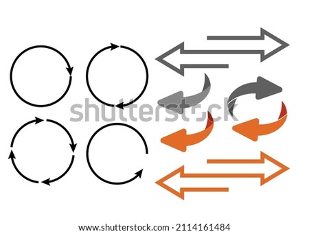 Rotating, circular, cyclic arrows. Recurrence sign. Flip over or turn arrow. Reverse sign